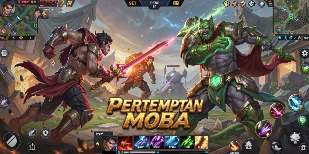 Gameplay MOBA seru dengan strategi tim yang mendebarkan.