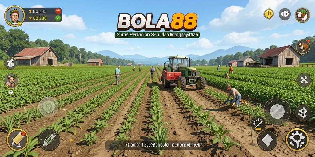 Tampilan gameplay BOLA88 menampilkan keindahan pertanian yang interaktif.