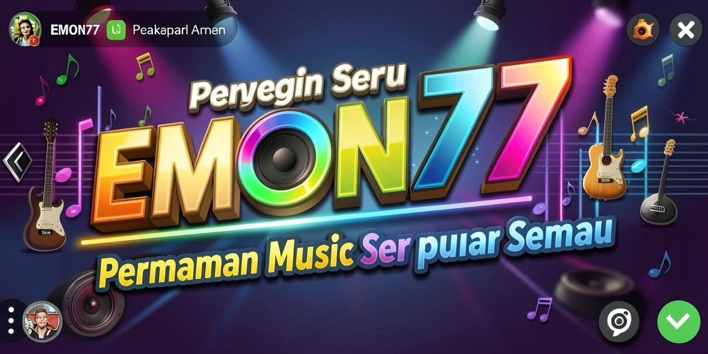 Tampilan gameplay EMON77 yang seru dengan berbagai instrumen musik.