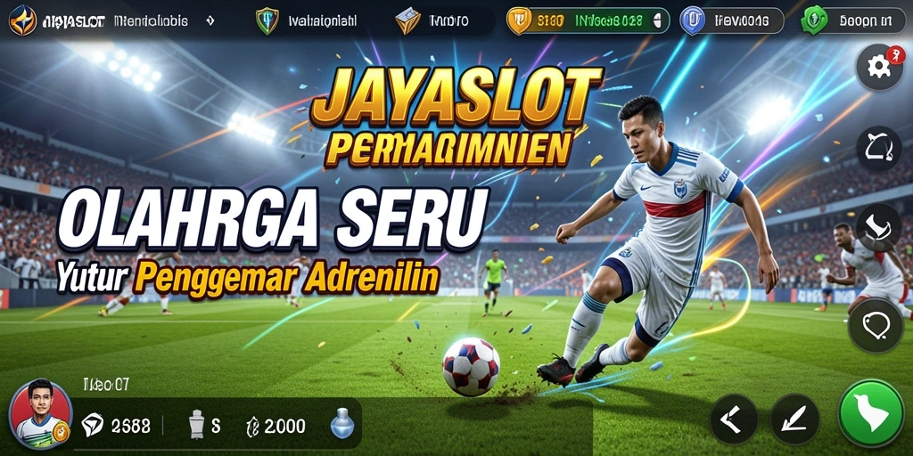 Tampilan utama JAYASLOT dengan aksi seru di lapangan olahraga.