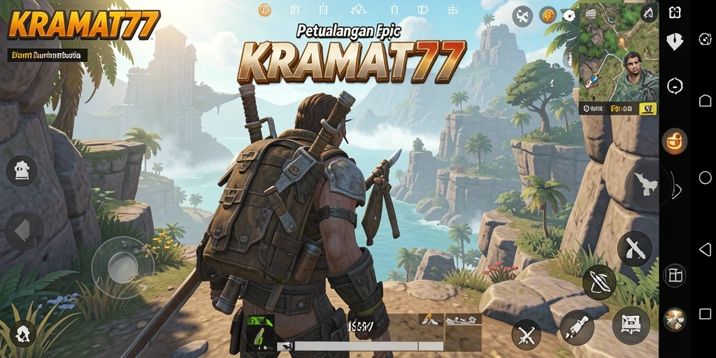 Screenshot KRAMAT77 menampilkan gameplay dunia terbuka yang menakjubkan.