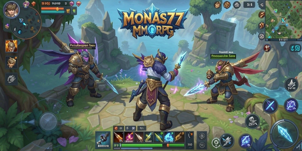 Tangkapan layar gameplay MONAS77 yang menunjukkan petualangan epik di dunia MMORPG.