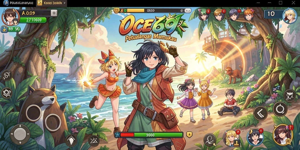 Tampilan gameplay OCE69 yang menakjubkan dengan karakter anime.