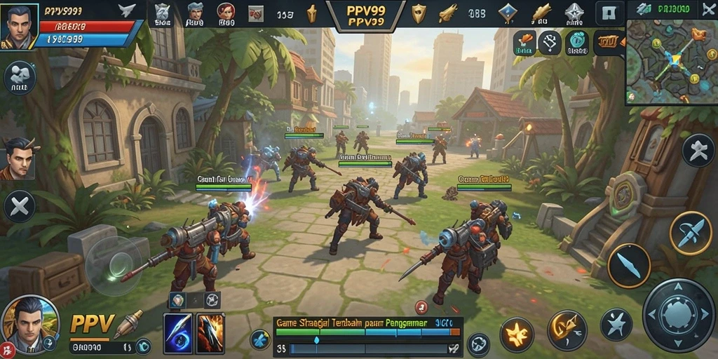 Screenshot gameplay PPV99 menunjukkan pertempuran strategis yang intens.