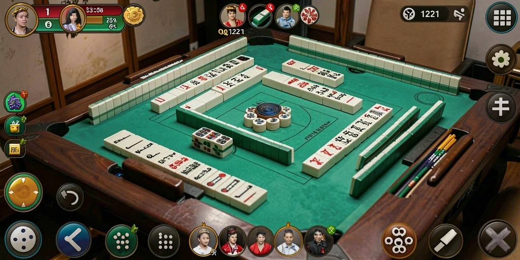 Screenshot gameplay QQ1221 menampilkan papan Mahjong yang menarik.