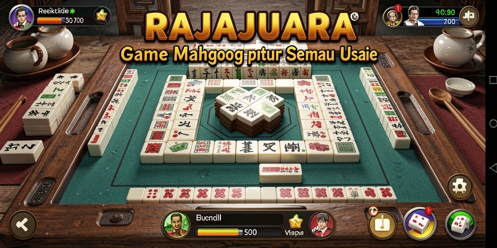 Screenshot gameplay RAJAJUARA menampilkan ubin Mahjong yang menarik.