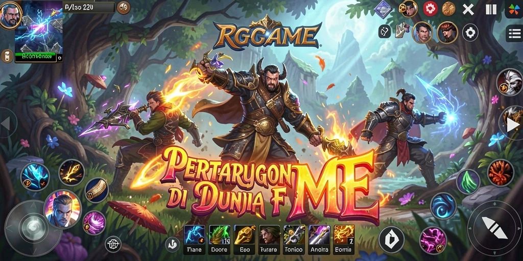 Gameplay RPGAME yang intens dan mendebarkan di arena pertarungan.