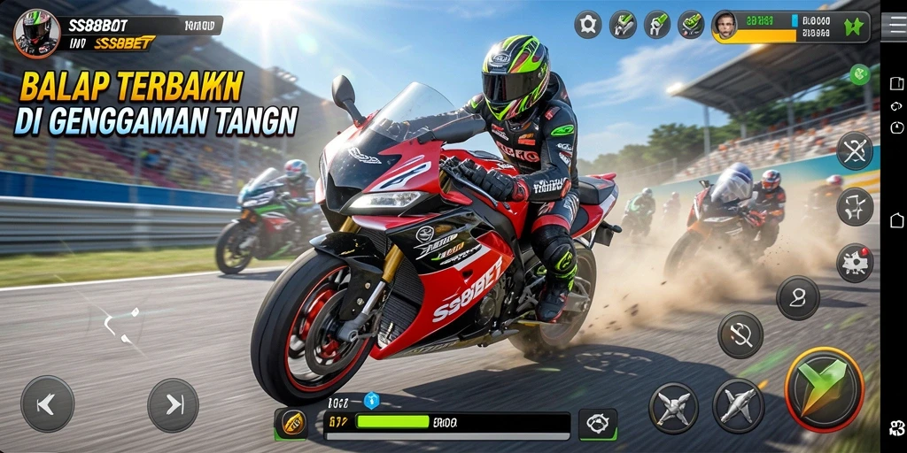 Gameplay mendebarkan dari SS88BET saat balapan motor.