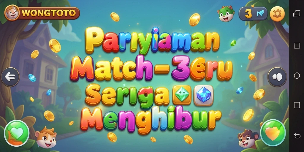 Tampilan gameplay seru WONGTOTO dalam aksi Match-3.