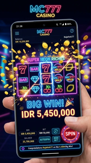 Tampilan utama aplikasi mc777 yang sederhana dan menarik.